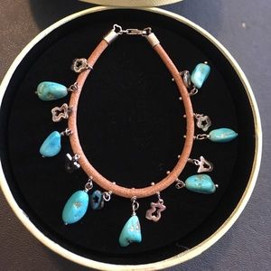 TOUS silver turquoise leather bracelet preowned